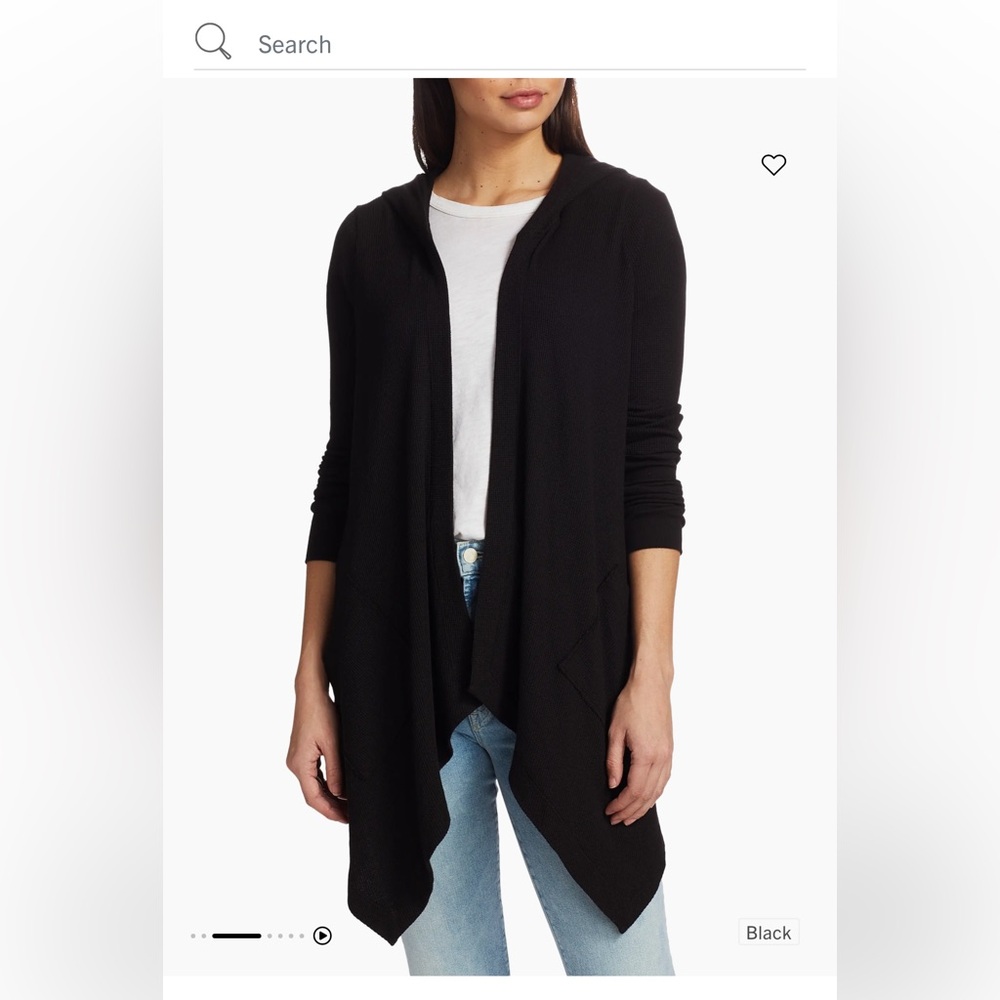 Splendid Hooded Drapes Thermal Black Women's Cardigan - Picture 2 of 7